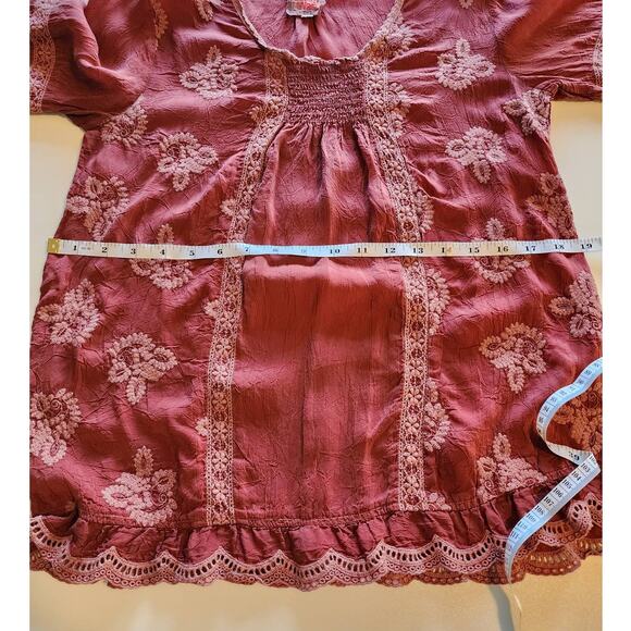 Johnny Was Embroidered Smocked Tunic Top Oversized size XS - Picture 6 of 6